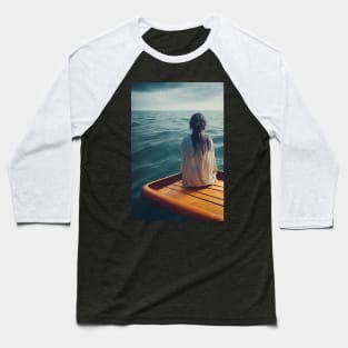 Beautiful woman alone at raft Baseball T-Shirt